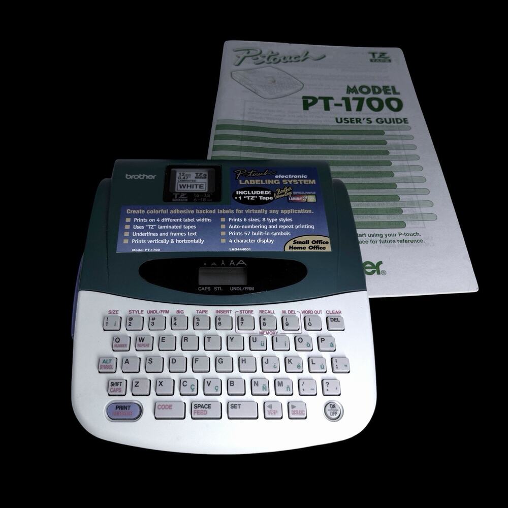 Brother P-Touch PT-1700 Label Maker TZ Tape Tested Working User Guide Portable